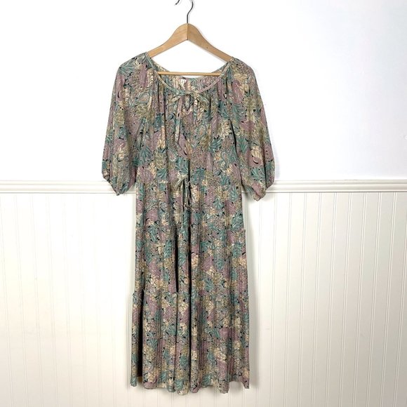 Vintage 70s peasant prairie dress - floral midi boho cottagecore  - M - Picture 5 of 10